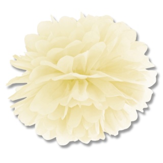 DEKORACYJNY POMPON Z BIBUŁY KREMOWY 25cm DEKORACJA WISZĄCA 1szt.