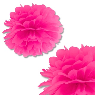 DEKORACYJNY POMPON Z BIBUŁY RÓŻOWY CIEMNY 25cm DEKORACJA WISZĄCA 1szt.