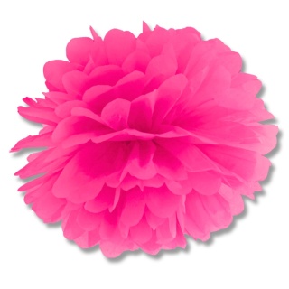 DEKORACYJNY POMPON Z BIBUŁY RÓŻOWY CIEMNY 25cm DEKORACJA WISZĄCA 1szt.