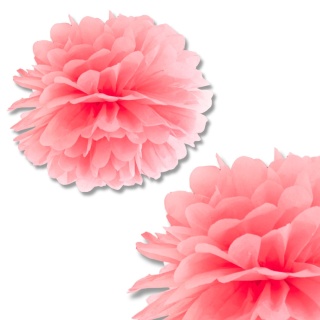 DEKORACYJNY POMPON Z BIBUŁY RÓŻOWY JASNY 35cm DEKORACJA WISZĄCA 1szt.