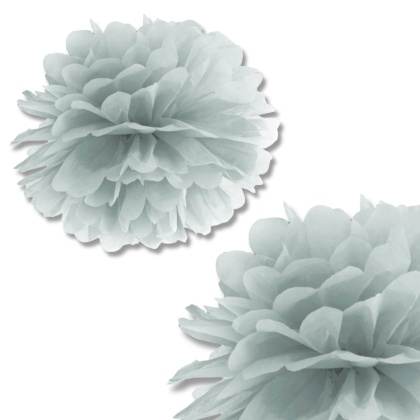 DEKORACYJNY POMPON Z BIBUŁY SREBRNY 35cm DEKORACJA WISZĄCA 1szt.