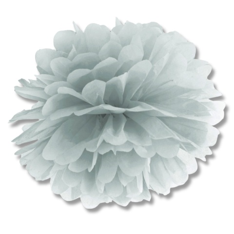 DEKORACYJNY POMPON Z BIBUŁY SREBRNY 35cm DEKORACJA WISZĄCA 1szt.