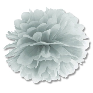 DEKORACYJNY POMPON Z BIBUŁY SREBRNY 25cm DEKORACJA WISZĄCA 1szt.