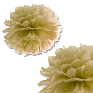 DEKORACYJNY POMPON Z BIBUŁY ZŁOTY 35cm DEKORACJA WISZĄCA 1szt.