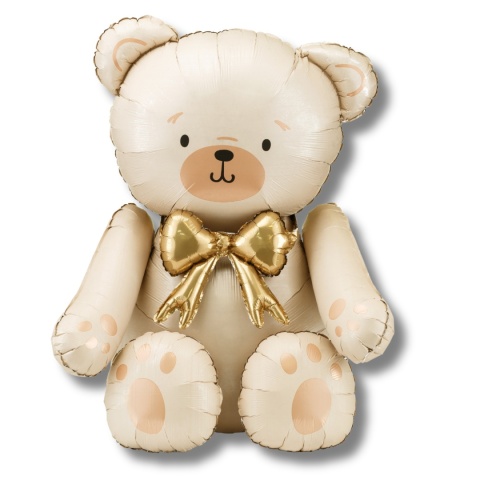 STOJĄCY BALON FOLIOWY DUŻY MIŚ KREMOWY 112x75cm NAPEŁNIANY POWIETRZEM