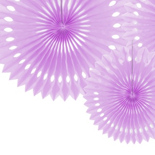 DEKORACYJNE ROZETY LAWENDOWE 3szt. DEKORACJA WISZĄCA ROZETY 20-30cm