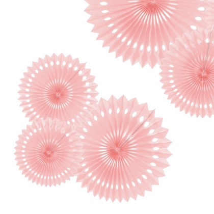 DEKORACYJNE ROZETY RÓŻOWE JASNE 3szt. DEKORACJA WISZĄCA ROZETY 20-30cm