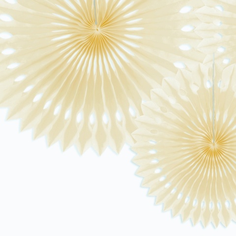 DEKORACYJNE ROZETY KREMOWE 3szt. DEKORACJA WISZĄCA ROZETY 20-30cm