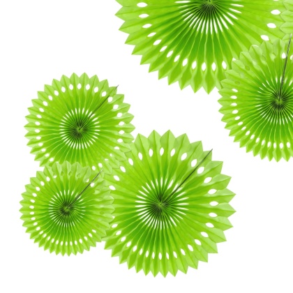 DEKORACYJNE ROZETY ZIELONE JASNE 3szt. DEKORACJA WISZĄCA ROZETY 20-30cm