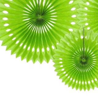 DEKORACYJNE ROZETY ZIELONE JASNE 3szt. DEKORACJA WISZĄCA ROZETY 20-30cm