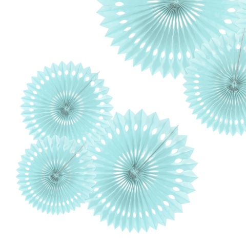 DEKORACYJNE ROZETY BŁĘKITNE 3szt. DEKORACJA WISZĄCA ROZETY 20-30cm