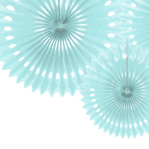 DEKORACYJNE ROZETY BŁĘKITNE 3szt. DEKORACJA WISZĄCA ROZETY 20-30cm