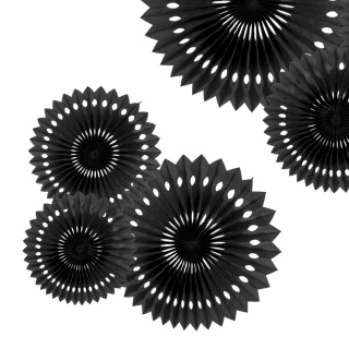 DEKORACYJNE ROZETY CZARNE 3szt. DEKORACJA WISZĄCA ROZETY 20-30cm