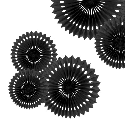 DEKORACYJNE ROZETY CZARNE 3szt. DEKORACJA WISZĄCA ROZETY 20-30cm
