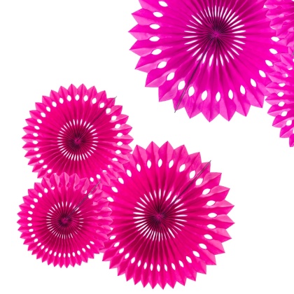 DEKORACYJNE ROZETY RÓŻOWE CIEMNE 3szt. DEKORACJA WISZĄCA ROZETY 20-30cm