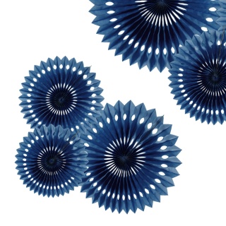 DEKORACYJNE ROZETY GRANATOWE 3szt. DEKORACJA WISZĄCA ROZETY 20-30cm