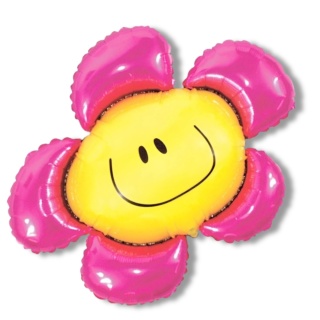 BALON FOLIOWY KWIATEK RÓŻOWY 102cm BALON UŚMIECHNIĘTY KWIATEK