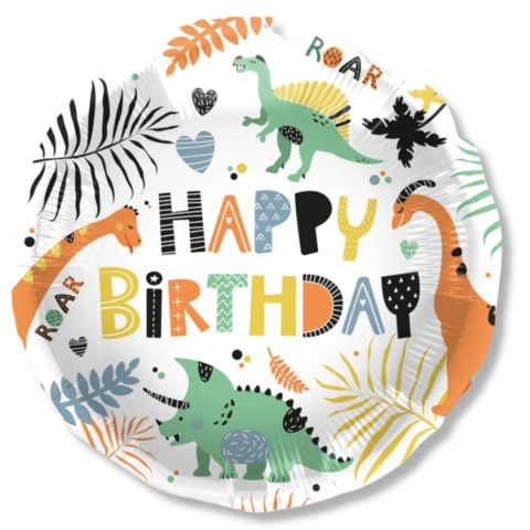 BALON FOLIOWY URODZINOWY DINOZAURY 45cm BALON URODZINOWY DINOZAURY