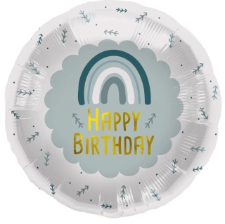 BALON URODZINOWY Z TĘCZĄ NIEBIESKI 45cm BALON NA ROCZEK NA URODZIONY