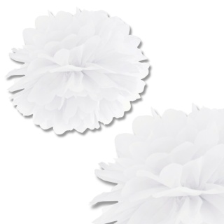 DEKORACYJNY POMPON Z BIBUŁY BIAŁY 35cm DEKORACJA WISZĄCA 1szt.