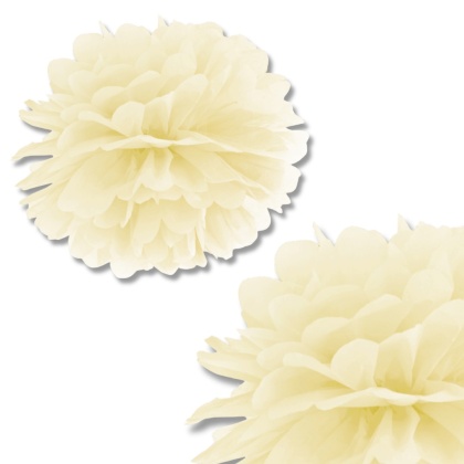 DEKORACYJNY POMPON Z BIBUŁY KREMOWY 35cm DEKORACJA WISZĄCA 1szt.