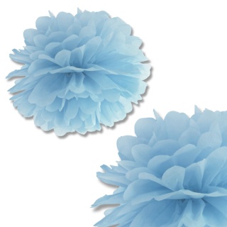 DEKORACYJNY POMPON Z BIBUŁY NIEBIESKI MGLISTY 35cm DEKORACJA WISZĄCA 1szt.