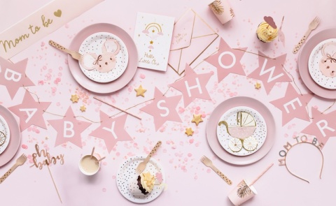 GIRLANDA BABY SHOWER RÓŻOWE GWIAZDKI 2,9m DEKORACJA NA BABY SHOWER