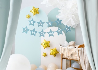 GIRLANDA BABY SHOWER NIEBIESKIE GWIAZDKI 2,9m DEKORACJA NA BABY SHOWER