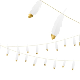 GIRLANDA BIAŁE PIÓRKA 1,6m BOHO WISZĄCA OZDOBA