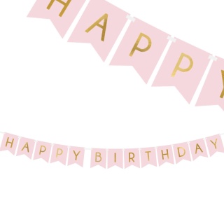GIRLANDA URODZINOWA HAPPY BIRTHDAY 1,75m RÓŻOWA