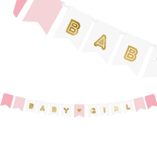 GIRLANDA BABY GIRL RÓŻOWA 1,75m DEKORACJA NA BABY SHOWER
