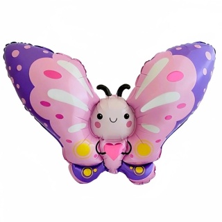 BALON FOLIOWY MOTYL RÓŻOWY 113cm BALON MOTYL