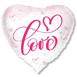 BALON SERCE Z NAPISEM LOVE RÓŻ 45cm BALON NA WALENTYNKI