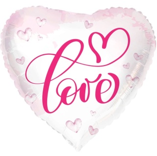 BALON SERCE Z NAPISEM LOVE RÓŻ 45cm BALON NA WALENTYNKI