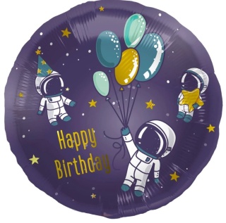 BALON URODZINOWY ASTRONAUCI 45cm BALON HAPPY BIRTHDAY KOSMOS
