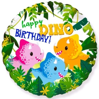 BALON URODZINOWY MAŁE DINOZAURY 45cm BALON Z DINOZAURAMI