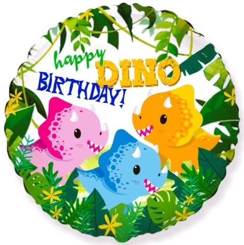 BALON URODZINOWY MAŁE DINOZAURY 45cm BALON Z DINOZAURAMI