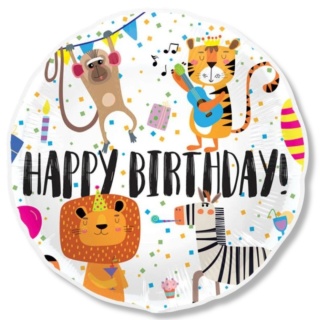 BALON URODZINOWY SAFARI ZWIERZĘTA 45cm BALON SAFARI LEW ZEBRA MAŁPA TYGRYS