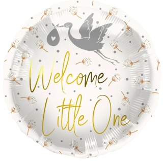 BALON NA BABY SHOWER Z BOCIANEM 45cm BALON POWITANIE DZIECKA BABY SHOWER