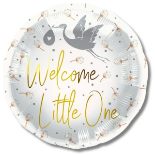 BALON NA BABY SHOWER Z BOCIANEM 45cm BALON POWITANIE DZIECKA BABY SHOWER