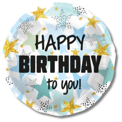 BALON URODZINOWY W GWIAZDKI NIEBIESKI 45cm BALON HAPPY BIRTHDAY TO YOU