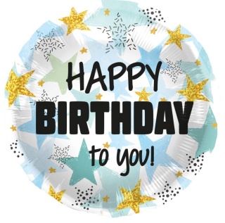BALON URODZINOWY W GWIAZDKI NIEBIESKI 45cm BALON HAPPY BIRTHDAY TO YOU