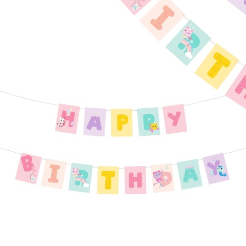 BANER URODZINOWY KOLOROWY KOCI DOMEK GABI 180cm