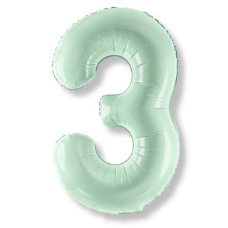 FOLIOWY BALON CYFRA 3 JASNY ZIELONY 72cm URODZINY HEL/POWIETRZE
