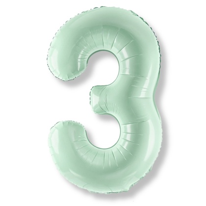 FOLIOWY BALON CYFRA 3 JASNY ZIELONY 72cm URODZINY HEL/POWIETRZE