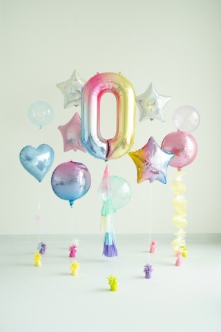 BALON FOLIOWY TĘCZOWA CYFRA 0 PASTELOWA BŁYSZCZĄCA DUŻA 86cm URODZINY