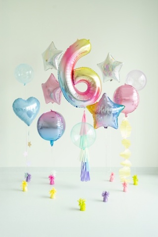 BALON FOLIOWY TĘCZOWA CYFRA 6 PASTELOWA BŁYSZCZĄCA DUŻA 86cm URODZINY