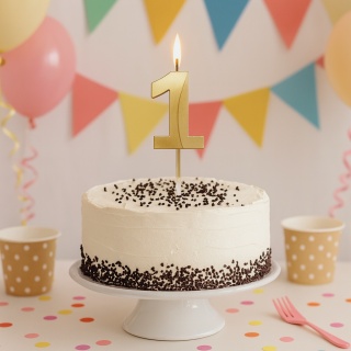 ŚWIECZKA CYFRA 1 ZŁOTA 5cm JASNE ZŁOTO ŚWIECZKA NA PIKU