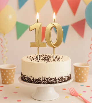 ŚWIECZKA CYFRA 0 ZŁOTA 5cm JASNE ZŁOTO ŚWIECZKA NA PIKU