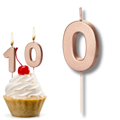 ŚWIECZKA URODZINOWA CYFRA 0 RÓŻOWE ZŁOTO 4,5cm ELEGANCKA ŚWIECZKA